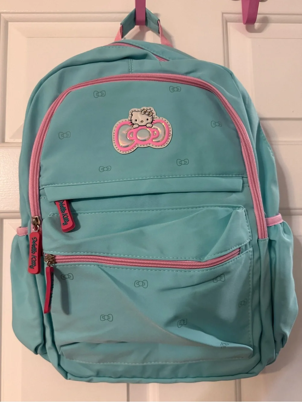 🆕 Hello Kitty Backpack - Aqua with Pink Trim